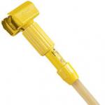 View: H215 Clamp Style Wet Mop Handle, Plastic Yellow Head, Hardwood Handle